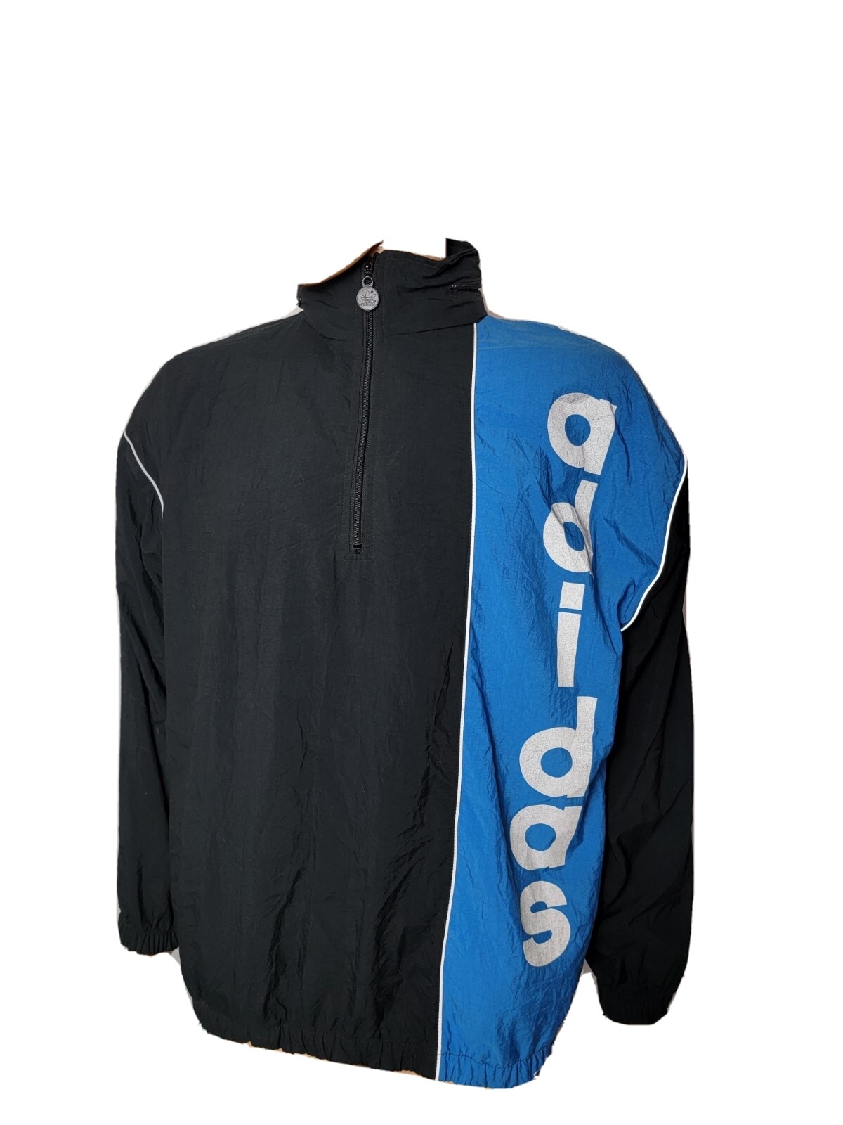 Vintage Adidas Spellout Lightweight Jacket Vented Athletic Hideaway Hood 1990s