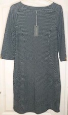 New Laura Ashley Work Office Occasion Black White Stretch Dress Size Uk 10