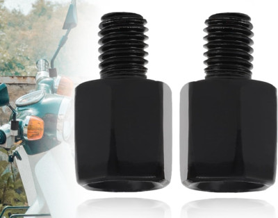 M8 to M10 Mirror Adapter Set for Motorcycles & Scooters - 2 Pieces (Black)