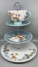 DISNEY BAMBI PORCELAIN PLATE/CUP 3 TIER CAKE SWEET STAND, MATCHES DINNER SET