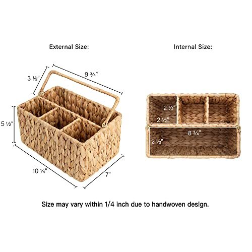 Hand-Woven Wicker Silverware Organizer - Cutlery Holder for Water Hyacinth - Picture 3 of 8