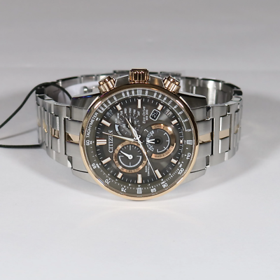 Citizen PCAT Eco Drive Two Tone Grey Dial Chronograph Men's Watch