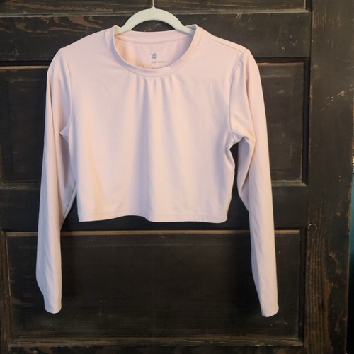 Women’s All In Motion Long Sleeve Cut Out Back Cropped Top Pinkl Size L - Picture 3 of 10