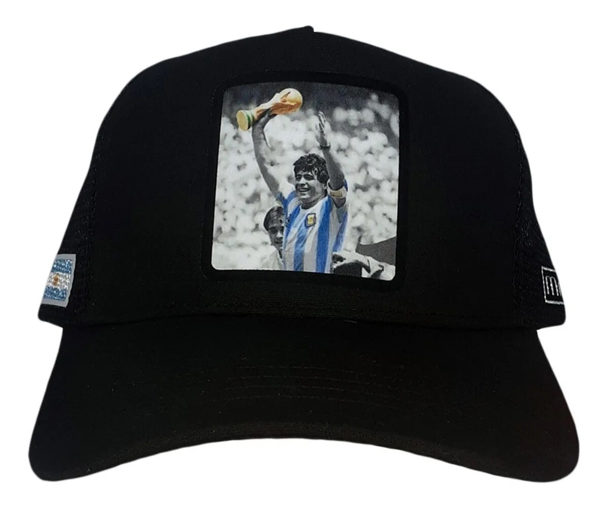 Casquette Trucker Diego Maradona - Coupe Du Monde 1986 - Noir - Argentine - Neuf