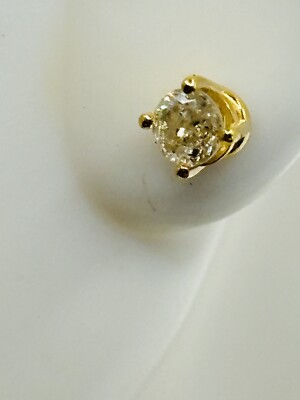 Diamant Ohrstecker 31 Punkte rund Erde abgebaut natürlich 14kt Gelbgold 4 Krappen