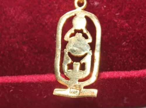 Dije egipcio rey tut oro real 18 quilates cartucho escarabajo colgante 1,8 gramos - Imagen 3 de 5