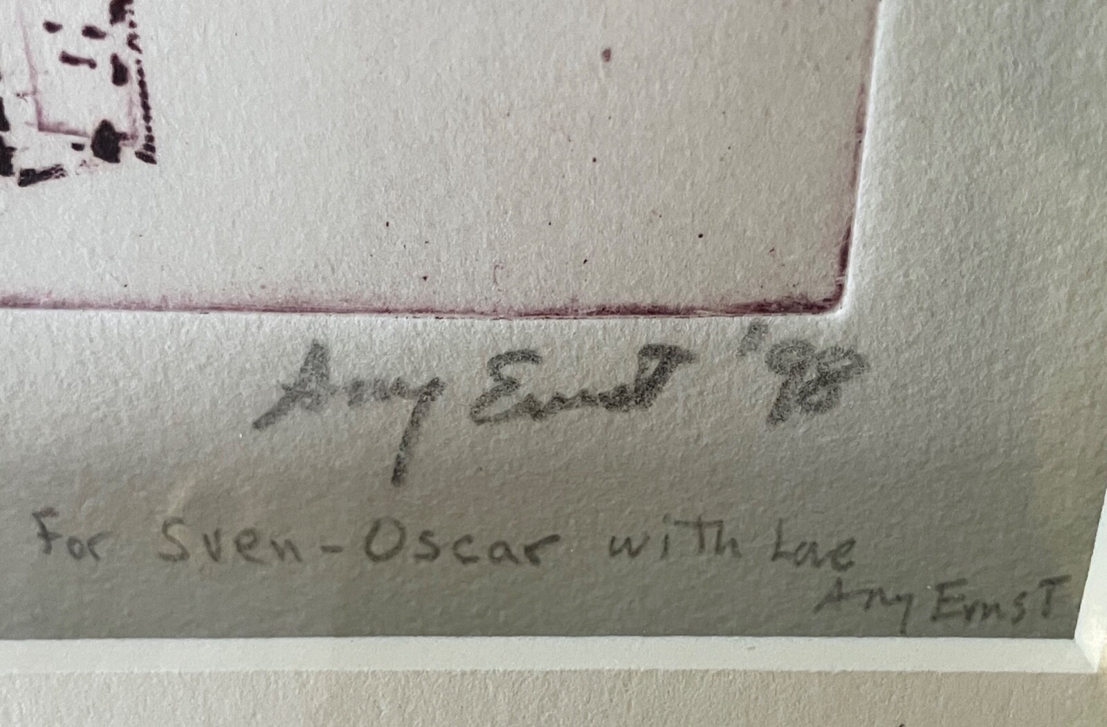 Amy Ernst Hand Signed Etching "Artworld" 1998 15x18x1 3/8 in