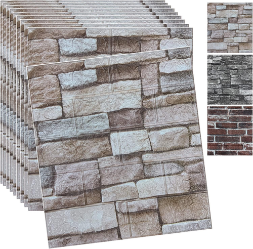 10PCS 3D Wall Panels Peel and Stick 3D Brick Wallpaper Peel and Stick Faux Stone - Picture 12 of 12