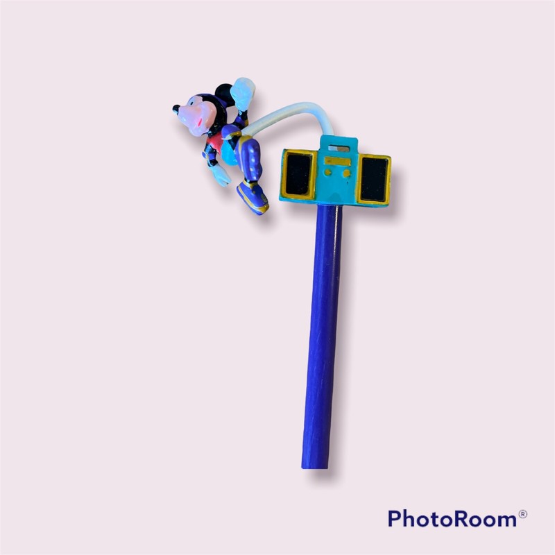 NEW Disney Applause Rollerskate Mickey Mouse Pencil Topper Spinning Boom Box 