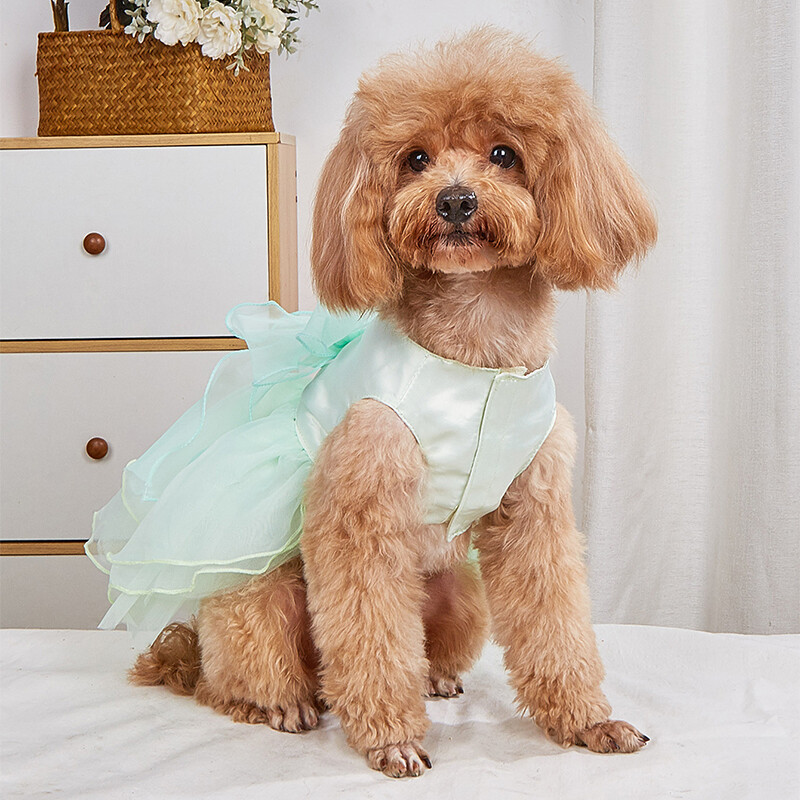 Luxury Dog Wedding Dress for Small Dogs Pet Prom Party Princess Costume in White - M