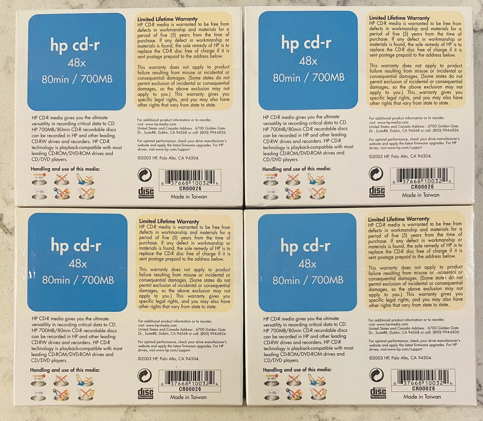 4 - (10 PACK) Hewlett Packard CD-R 80min / 700MB Dual Slim Case Pack 40 Total Foto 3 de 4