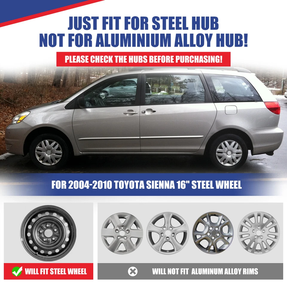 Repuesto de tapacubos de rueda de 16 pulgadas 1 pieza para cubierta de llanta TOYOTA SIENNA 2004-2010 Foto 2 de 4