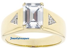Natural White topaz CZ Gemstones Gold Plated 925 Sterling Silver Ring Jt233