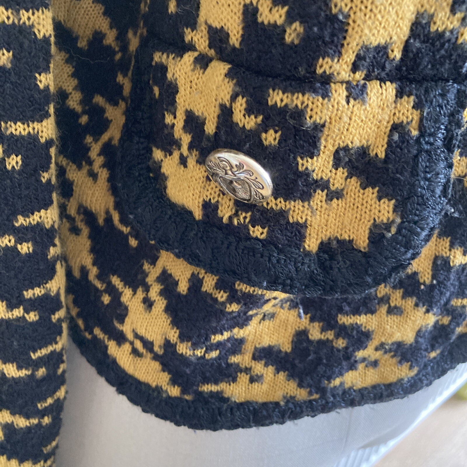 Vintage 1992 Gold/Black Hounds Tooth  St Michael Cardigan/Jacket, Size 12 UK 4