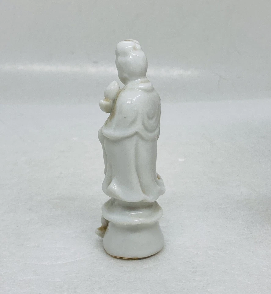 "Estatuilla de diosa oradora de porcelana vintage de Kwan Yin 3,5"" decoración artística 1" Foto 3 de 4