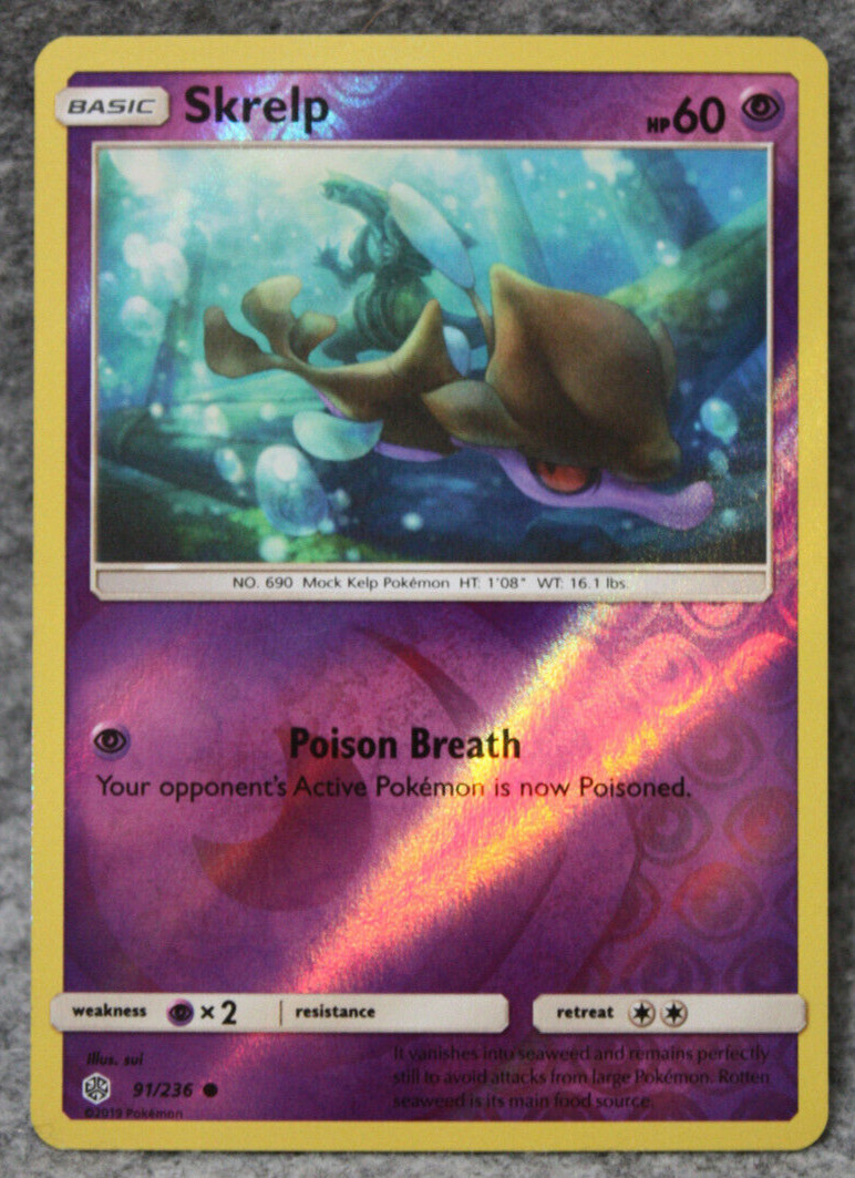 Skrelp 91/236 Reverse Holo Cosmic Eclipse Foil Pokemon Card