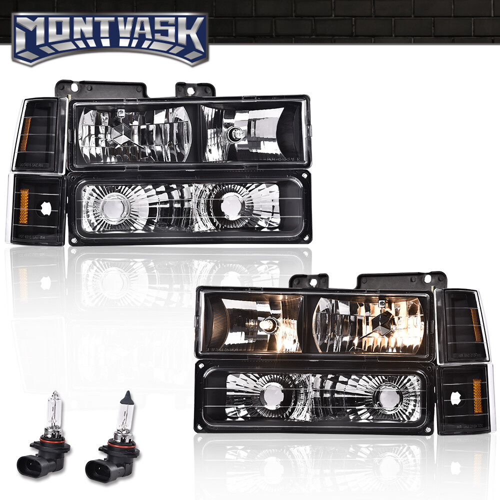 Black Housing Clear Lens Headlight Assembly - Fits 94-00 Chevy CK Pickup 1500 8 thumbnail image
