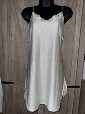 Undercover Wear Sz M VTG Nightie Lace Floral Slip Gown Chemise USA Mint Celedon