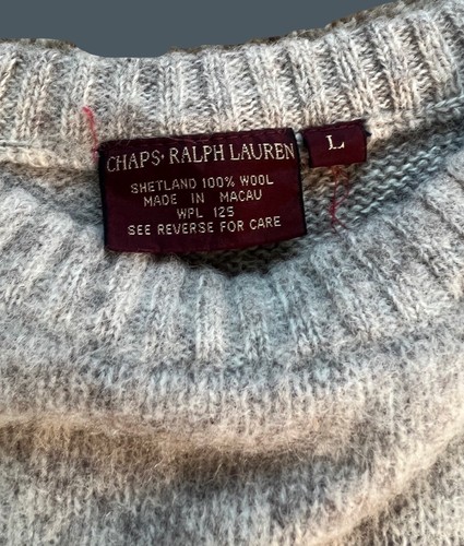 CHAPS•RALPH LAUREN Pullover Knit Sweater, 100% Wool, Ribbed Trim, Gray| Men’s: L - Picture 6 of 7