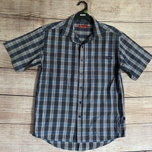 Jarvis Walker Check Shirt ~ Size M Men's ~ Blue Grey Collar Button Short Sleeve - Picture 3 of 10