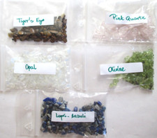 Semi Precious Stone Pieces 5 Different Types Tigers Eye Opal Quartz Unused #2