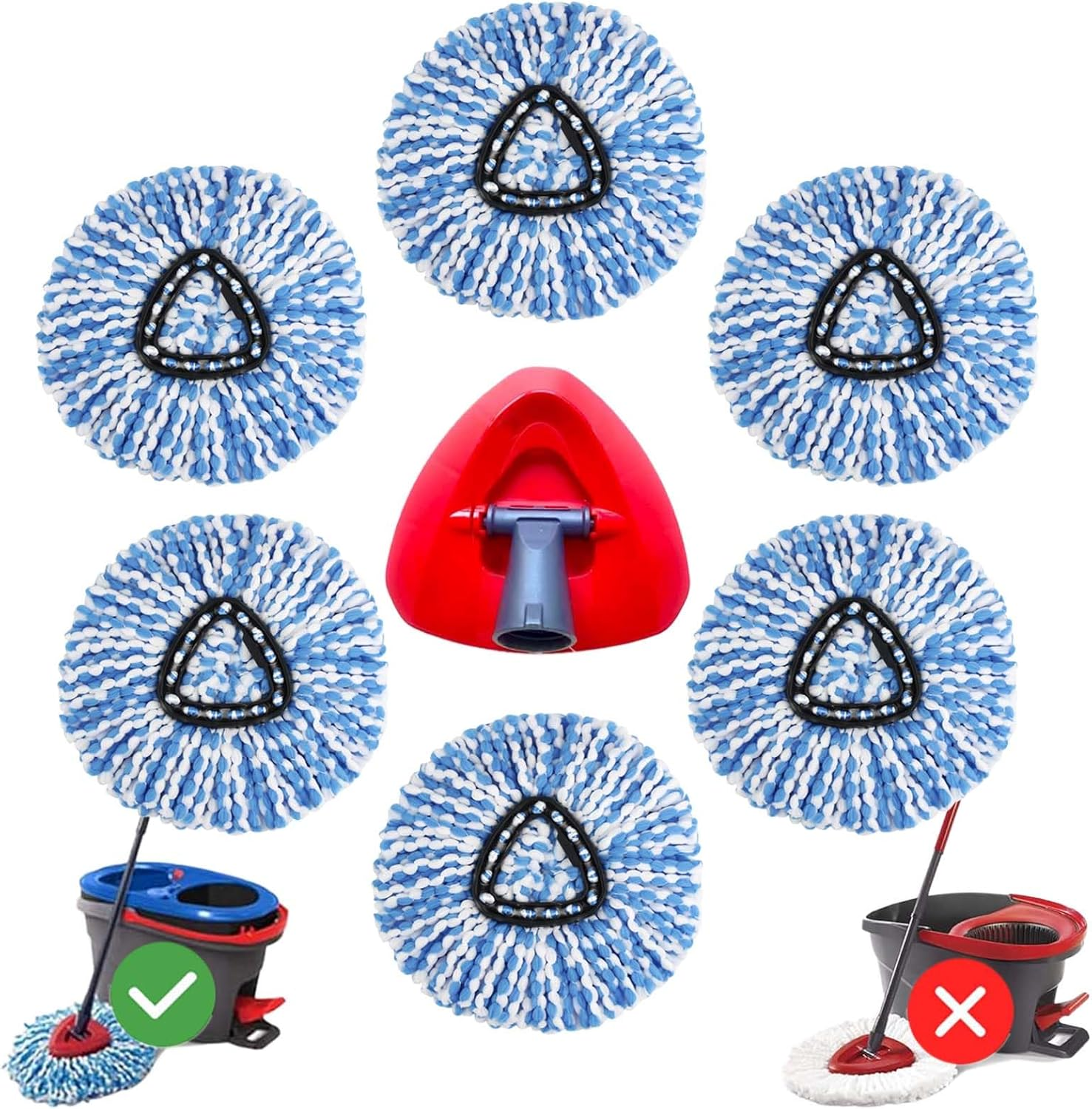 6 Pack Replacement Mop Heads for O Cedar 2-Tank Rinseclean Spin Mop