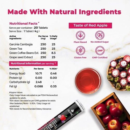 Auric Get Slim Effervescent Tablet | Green Tea, Grape Seed | 60 Tablets - Picture 7 of 8