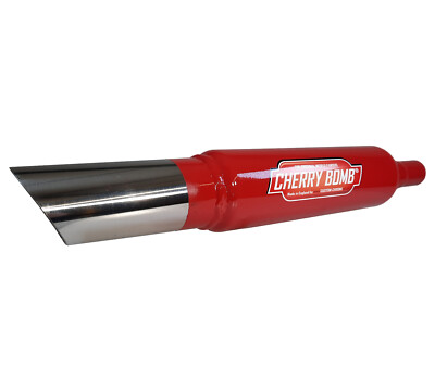 Original neue Cherry Bomb Auspuff Back Box - Universal Einbau Oval Slash Cut rot