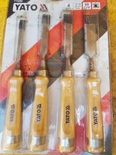 4x chrome vanadium wood chisel set: 10mm 16mm 20mm 25mm, unused old stock
