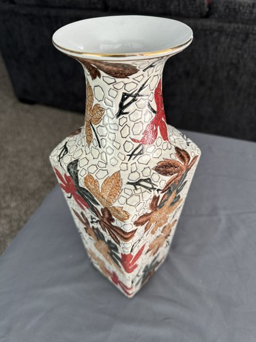 1940s Fall Leaves mosaic trinket dish, candlestick, vase Set Of 3 - Picture 7 of 21