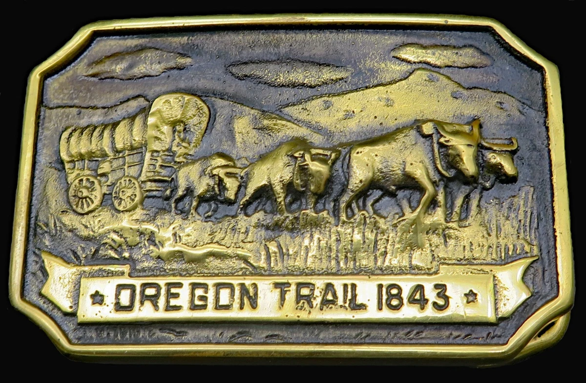Vintage Oregon Trail 1843 Brass Belt Buckle oregon belt buckle products for sale | eBay main image 4