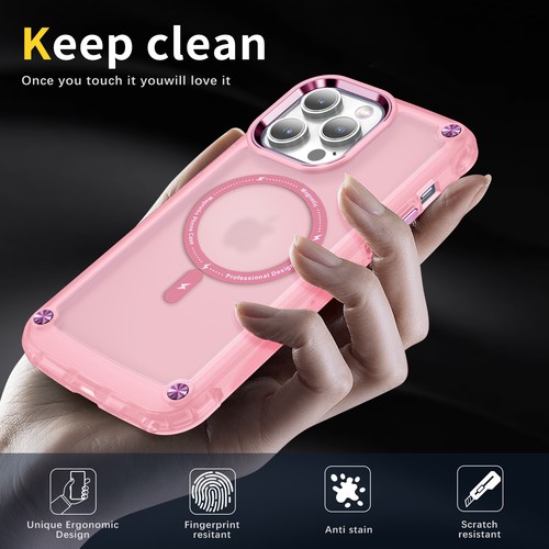 For iPhone 16 15 14 Pro Max/13/12 MagSafe Magnetic Case Translucent Matte Cover - Bild 23 von 34