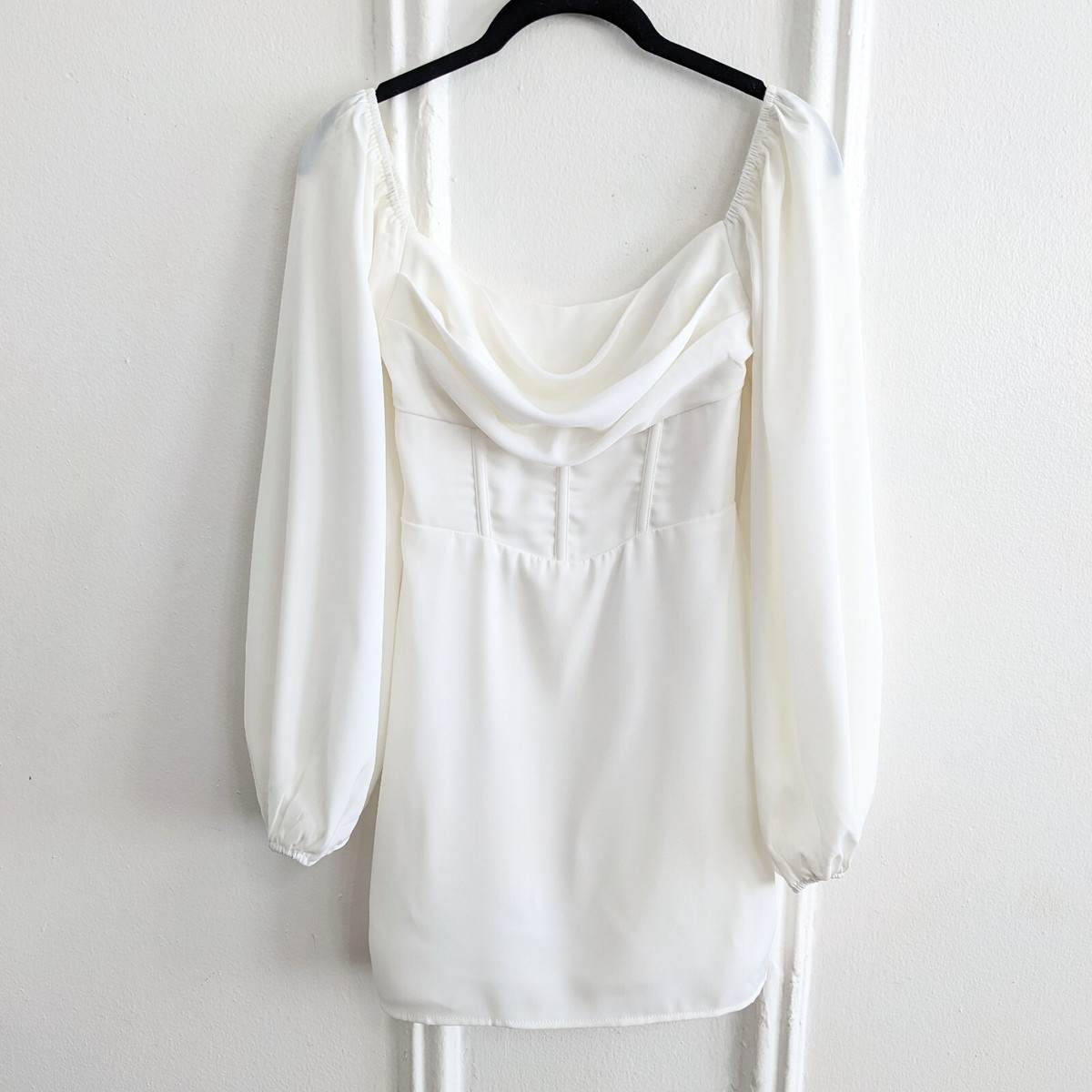 knee length dresses for ladies Lillie Long Sleeve Mini Dress White main image 1
