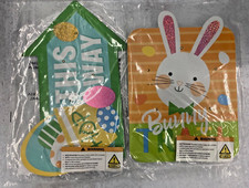 lot of 2 LED Egg Hunt signs HOP THIS WAY  BUNNY TRAIL Easter egg party