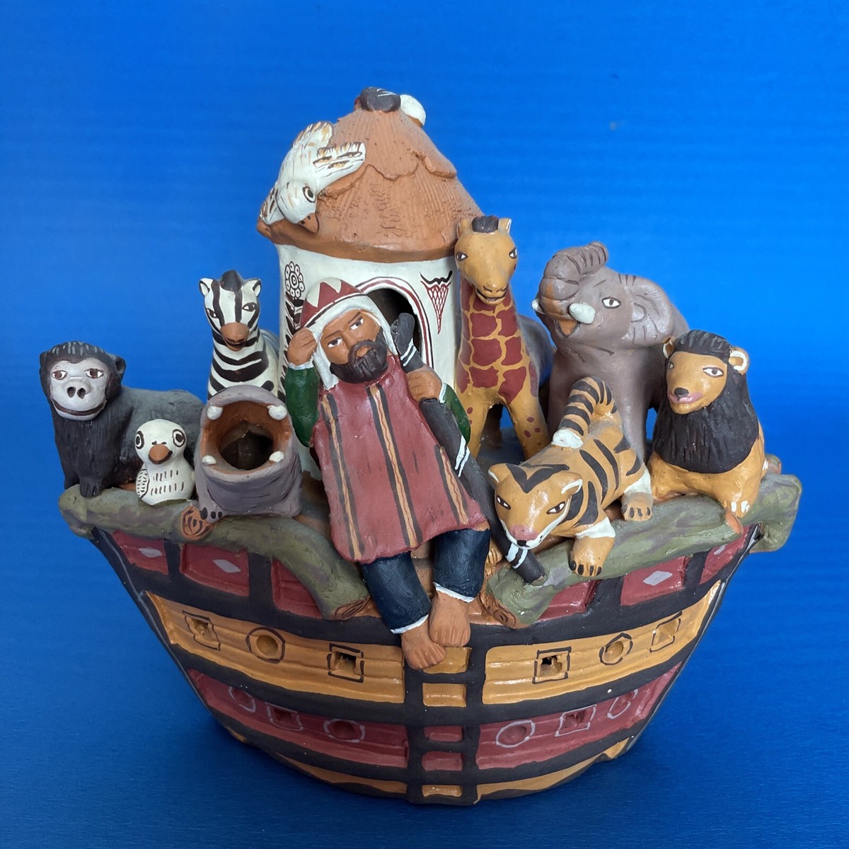Folk art Red Clay Pottery NOAH'S ARK Hand-made in Peru childs