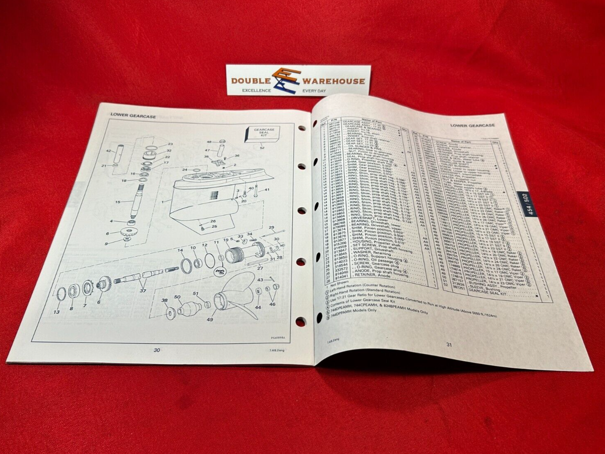 1992 OMC King Cobra Stern Drives 454,HO,502 Models Parts Catalog