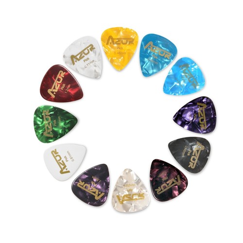 12pcs Celluloid Acoustic AZOR Guitar Picks Pick Set Bulk + Case Box Tin AU - Picture 2 of 10