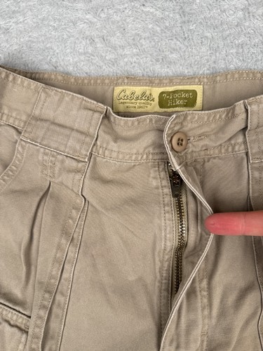 Cabelas Shorts Womens 10 Beige Cargo 100% Cotton 7 Pocket Hiker Camping Fishing - Picture 6 of 15
