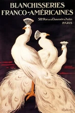 Franco American Laundries Paris Bird White Peacocks Vintage Poster Repro FREE SH