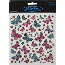 Tattoo King SK129MC-4297 Multicolored Stickers-Pink  Aqua Butterflies 6Pk 
