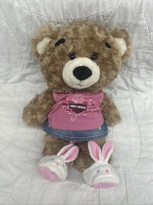 Build A Bear Bear With Harley Davidson T- Shirt jean skirt  Light Brown 17 