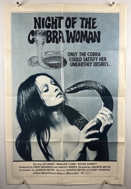 NIGHT OF THE COBRA WOMAN Movie Poster (Fine+) One Sheet 1972 Horror 28812