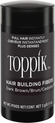6M3NS Toppik Hair Building Fibres Powder, Dark Brown, 3G Bottle - for a Thicker-Lookin