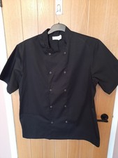 Black Chefs Jacket Unisex Short Sleeve Chef Coat Kitchen Uniform Size XXL 52-54