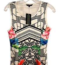 NWT Just Love M Women's Black Floral Sleeveless Dress Miss Size 8 10 New Tags