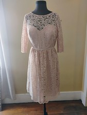 Jenny Yoo Pink Cameo Classic Lace Dress Illusion Neck line Women Size 10 Formal