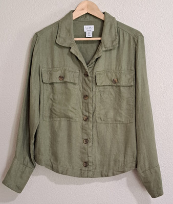 Nicole Miller 100% Linen Button Up Jacket Medium Textured