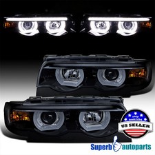 Fits 1995-2001 Bmw E38 7-series Smoke Projector Headlights Dual Halo Led Fits 1995-2001 Bmw E38 7-series Smoke Projector Headlights Dual Halo Led