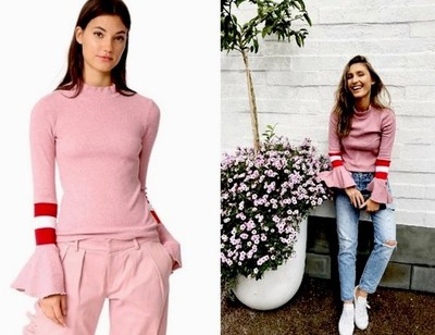 Maggie Marilyn Size 2 Stronger Than You Know Pink Red Bell Sleeve Sweater $365