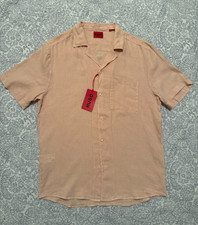Hugo Boss Men's Large Pink Button Down Shirt - Short Sleeve - New With Tags